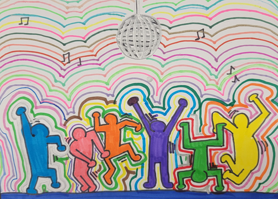 Figures inspired by Keith Haring